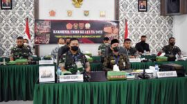 Korem 042/Gapu Brigjen TNI Supriono, S.IP, MM mengikuti Rakornis TNI Manunggal Membangun Desa (TMMD) ke 113 TA, Kamis (24/03/22). FOTO : Penrem
