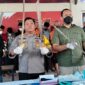 Wakapolresta Jambi AKBP Rully Andy Yunianto didampingi Kasat Reskrim Polresta Jambi Kompol Afrito Marbaro saat menggelar konferensi pers di Mapolresta Jambi, Selasa (27/9/22) petang. FOTO : Dhea
