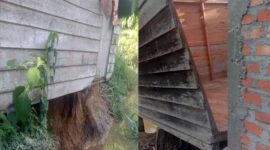 Tanah Longsor, Satu Rumah di Tanjung Bojo Nyaris Roboh. FOTO : Ist