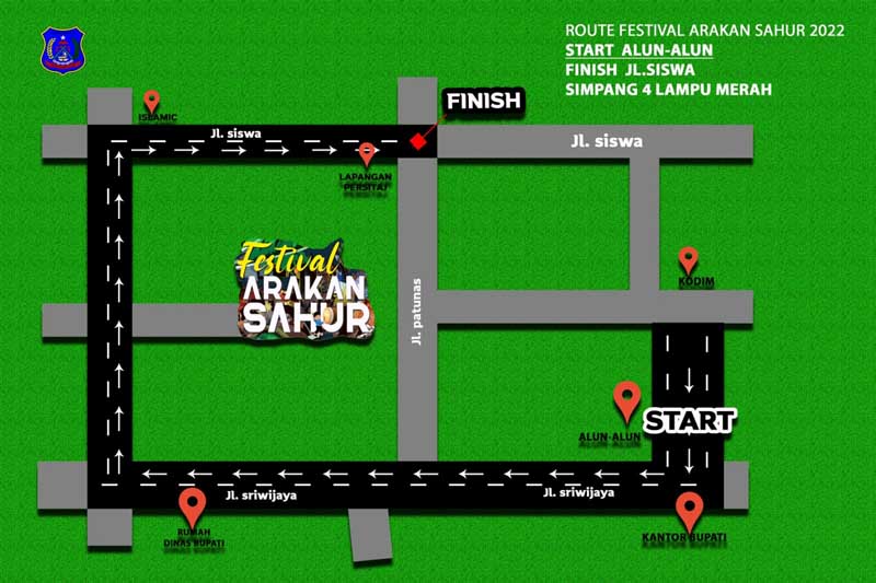 Perubahan Rute Festival Arakan Sahur Ramadhan 1443 H. GRAFIS : Panitia