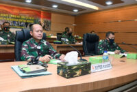 FOTO : Rakornis TMMD ke 109 melalui video conference di Gedung E, Puskodalad Mabesad, Jakarta Pusat, Kamis (03/09/20).