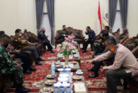 FOTO : Penyambutan Kunjungan Kerja dan Silaturahmi Kasdam II/ Sriwijaya Palembang Brigjen TNI Mohammad Zamroni, S.IP beserta Rombongan di Rumah Jabatan Bupati, Sabtu (30/05/20)