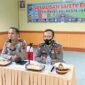 Kasat Lantas Kompol Aulia Rahmat Memimpin Sosialisasi Safety Ridding Guna Mencari Solusi Terkait Permasalahan Kecacetan di SPBU di Kota Jambi, Sabtu (5/3/22). FOTO : Dody/Noval