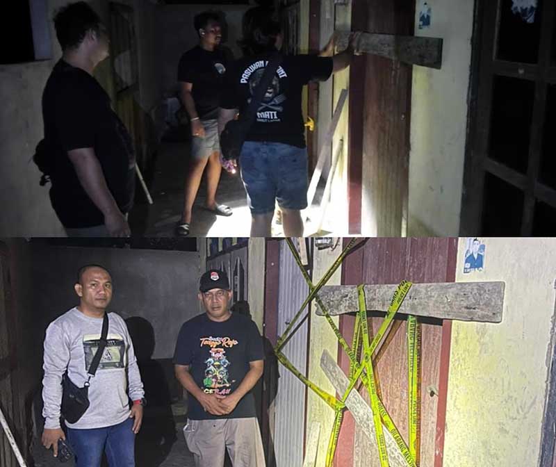 Tampak Anggota Ditresnarkoba Polda Jambi Menutup dan Menyegel dengan Garis Polisi Terhadap 3 Rumah yang Diduga Menjadi Tempat Penyalahgunaan Narkoba. FOTO ; Viryzha