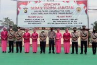 Kapolres AKBP Muharman Arta, SIK Saat Pimpin Upacara Pelantikan dan Sertijab Wakapolres dan beberapa perwira di Lapangan Apel Mapolres, Senin Pagi (11/9/22). FOTO : Humas