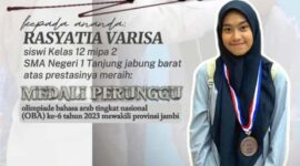 Siswi SMA Negeri 1 Tanjab Barat Raih Juara 3 di Event OBA Tingkat Nasional Ke-6. GRAFIS : ISt