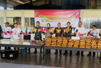 Acara Rilis Satresnarkoba Polresta Jambi Musnahkan Ratusan Kilogram Ganja, Puluhan Ribu Ekstasi dan 7,8 Kg Sabu. FOTO : VIRYZHA