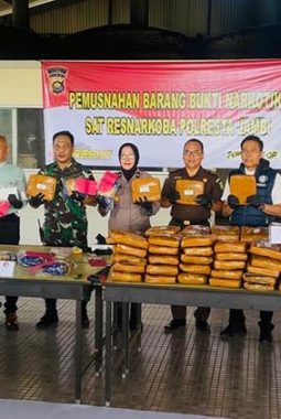 Satresnarkoba Polresta Jambi Musnahkan Ratusan Kilogram Ganja, Puluhan Ribu Ekstasi dan 7,8 Kg Sabu