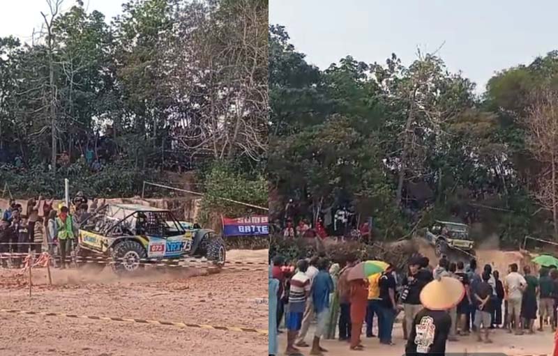 Satu Mobil Off-Road Terbalik saat Event IOF Expo Jambi di Sungai Gelam yang Terbalik. [FOTO : Tangkapan Layar]
