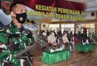 Korem 042/Gapu Menggelar Sosialisasi Pembinaan Antisipasi Balatkom dan paham Radikal di Balai Prajurit Makorem, Kamis (21/10/21). FOTO : PENREM