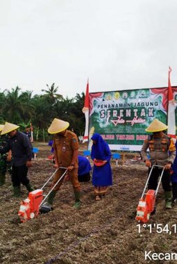 Kapolres Tanjab Barat Bersama Forkopimda Tanam Jagung Serentak 1 Juta Hektar