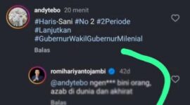 Tangkapan Layar Akun Unstagram Cagub Jambi Romi Hariyanto Diduga Diretas OTK.