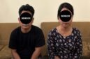 Dua orang terduga pelaku peredaran narkotika jenis sabu berinisial KM (kiri) dan CT (kanan) saat diamankan setelah diringkus oleh Satresnarkoba Polres Muaro Jambi di Desa Nyogan, Kecamatan Mestong, Kabupaten Muaro Jambi. (Foto: Dok. Polres Muaro Jambi)