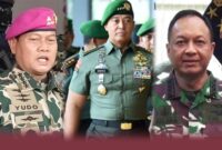 FOTO : dari Kiri KASAL Laksamana TNI Yudo Margono, KASAD Jenderal TNI Andika Perkasa dan KASAU Marsekal Fadjar Prasetyo.