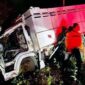 Kondisi Truk Bermuatan Sound System yang Mengalami Kecelakaan di Kecamatan Bantur, Kabupaten Malang. [FOTO : TribunManado.co.id]