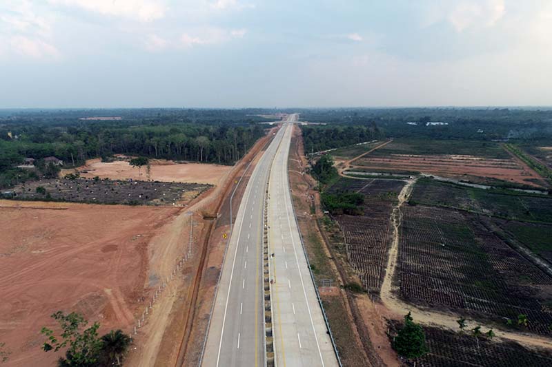 Penampakan Jalan Tol Bayung Lencir -Tempino (Baleno) Seksi 3 Rampung. [FOTO : BPJN Jambi]