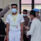 Paniatia Tingkat Polres Tanjab Barat melaksanakan pemeriksaan pengukuran tinggi dan berat badan terhadap calon Taruna Akpol, Bintara dan Tamtama Polri di Ruang Rekonfu, Rabu (14/04/21).