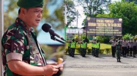 Danrem 042/Gapu Brigjen TNI Supriono, S.IP., M.M Saat Memimpin Apel Membuka Serbuan Teritorial TNI di Wilayah Kodim 0416/Bute di halaman Wisma Alisudin Rumdis Bupati Muaro Bungo, Kec. Pasar Muaro Bungo Kab. Muaro Bungo Prov Jambi, Kamis (12/5/22). FOTO : PENREM


