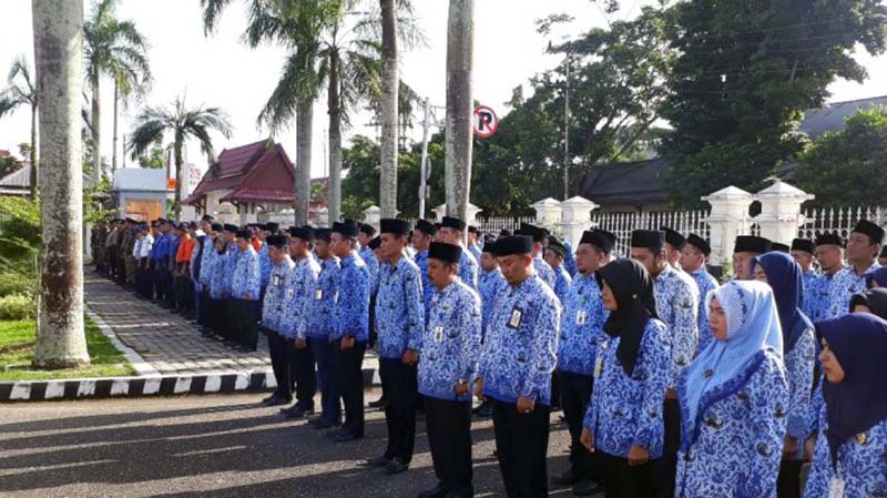 Puluhan Pejabat Eselon III Pemkab Tanjab Barat Diboyong ke Pekanbaru Riau/FOTO Saat Upacara. FOTO : ILUSTASI/Ist