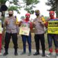 Spiderman dan Pokemon Ramaikan Vaksinasi Polres Muaro Jambi di Candi Muaro Jambi, Sabtu (1/1/22). FOTO : Noval.
