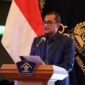 Wakil Menteri Hukum dan HAM, Edward Omar Sharif Hiariej saat membuka Electronic Visa on Arrival (e-VOA) di Nusa Dua Bali, Kamis (10/11/22). FOTO : Humas