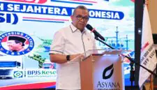 Wamenaker, Afriansyah Noor, memberikan sambutan saat menghadiri Rapat Kerja Nasional (Rakernas) Konfederasi Serikat Buruh Sejahtera Indonesia (KSBSI) Tahun 2026 di Jakarta. (FOTO : Dok. Biro Humas Kemnaker)