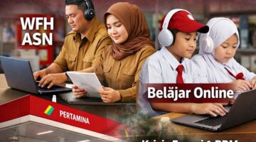 Foto ini merangkum potret kebijakan transisi energi kita tahun 2026: Merumahkan jutaan orang demi menjaga pasokan Pertamina. Pengamat memperingatkan risiko learning loss pada anak sekolah dan matinya ekosistem UMKM di sekitar perkantoran yang kehilangan pembeli harian. Penghematan BBM mungkin tercapai, tapi siapa yang menanggung biaya tagihan listrik dan kuota internet warga yang membengkak selama di rumah? (FOTO : LINTASTUNGKAL.COM)