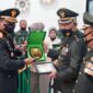 Danrem 042/Gapu Brigjen TNI Supriono Saat Pimpin Purnawira Perwira Korem 042/Gapu TA. 2022 di aula rumah dinas Danrem Jl. Sultan Thaha Kel. Legok Kec. Danau Sipin Kota Jambi, Sabtu (28/5/22). FOTO : Penrem