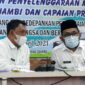 Wakil Bupati Hairan, SH bersama Sekda Provinsi Jambi H. Sudirman, SH, MH pada Acara Rapat Kerja Daerah Lembaga Pengembangan Tilawatil Qur’an (LPTQ) Provinsi Jambi, Rabu (07/04/21).