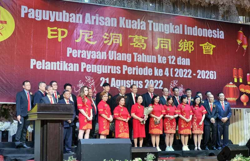 Acara Perayaan Ulang Tahun Paguyuban Arisan Kuala Tungkal ke 12 dan Pelantikan Pengurus Periode 4 (2022-2026) di Golden Sense Internasional Restaurant, Jakarta, Minggu (21/8/22). FOTO : Ist