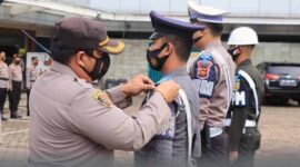 Wakapolresta Jambi AKBP Ruli Andi Yunianto, SIK Apel Gelar Pasukan Operasi Zebra 2022 di Lapangan Mako Polresta Jambi Hotel Ratu Residence, Senin (03/10). FOTO : HMs/Dhea
