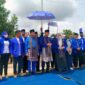 Ketua Umum PAN Zulkifli Hasan didampingi Bupati Muaro Jambi Hj. Masnah Busro Meletakan Batu Bata Pertama pembangunan Rumah PAN Muaro Jambi di Desa Pematang Gajah, Kecamatan Jambi Luar Kota, Kamis (6/1/22). FOTO : Noval/Ist