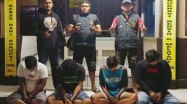 Mereka 4 orang terduga pemalak yang diamankan Unit Reskrim Polsek Jambi Selatan. FOTO : Ist
