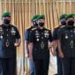 Danrem 042/Gapu Brigjen TNI Supriono, S.IP, MM (kiri) Saat Hadiri Serahterima jabatan Kasdam II/Swj di gedung Sudirman Makodam II/Swj Jln. Jenderal Sudirman KM 2,5 Palembang, Selasa (21/6/22). FOTO : Penrem.