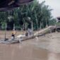 Warga Masyarakat saat menjalani aktivitas di Dermaga penyeberangan yang masih rusak. FOTO : Ist