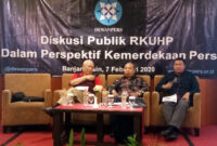 FOTO : Diskusi Publik KUHP Dalam Perspektif Kemerdekaan Pers Hari Pers Nasional (HPN) 2020 di Banjarmasin, Jumat (07/02/20). 