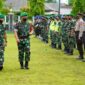 Danrem 042/Gapu Brigjen TNI Supriono Pimpin Apel Gelar Pasukan Pengamanan VVIP dalam rangka kunjungan Mantan Wakil Presiden RI H. Muhammad Jusuf Kalla  ke Provinsi, Selasa (15/3/22). FOTO : KOREM