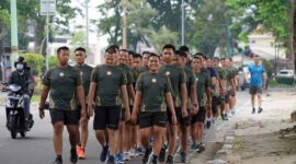 Usai Libur Lebaran, Prajurit Korem 042/Gapu Bina Fisik. FOTO : PENREM