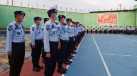 Apel Siaga Satops-Patnal UPT Pemasyarakatan Menuju Zero Haliner di Lapas Kelas IIA Jambi, Selasa (29/3/22). FOTO : Dhea.