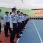 Apel Siaga Satops-Patnal UPT Pemasyarakatan Menuju Zero Haliner di Lapas Kelas IIA Jambi, Selasa (29/3/22). FOTO : Dhea.