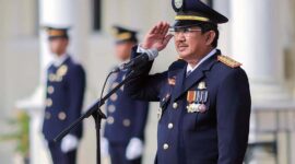 H. Anwar Sadat, M. Ag Inspektur Upacara Hari Perhubungan Nasional di Tanjung Jabung Barat, Senin (25/9/23). FOTO : Prokopim